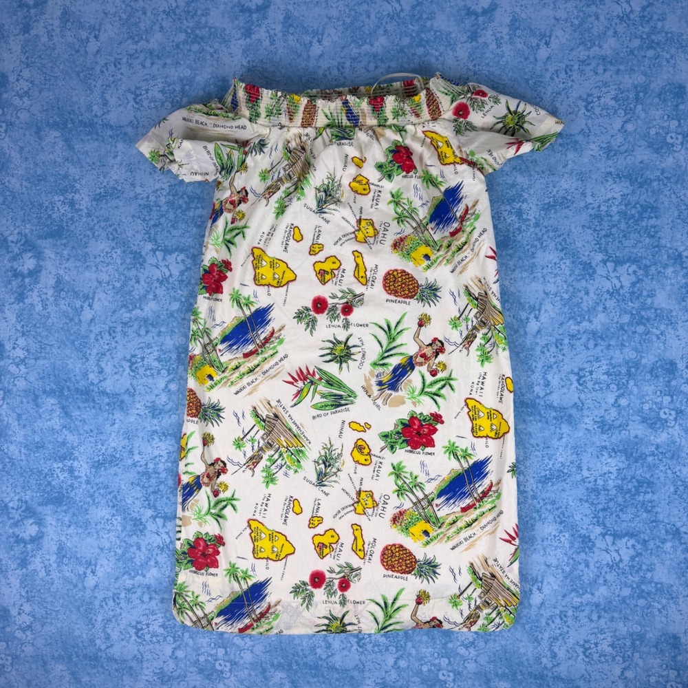 J.Crew Factory Hawaiian Island Map Print Off-the-Shoulder Cotton Dress Sz 2